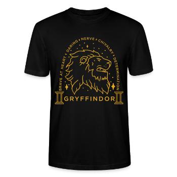 Harry Potter Gryffindor Gold - Stanley/Stella Unisex Bio-T-Shirt CRAFTER - Schwarz - Vorne - Alina (178cm) & Michal (187cm)