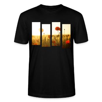Champ de coquelicots - T-shirt bio CRAFTER Stanley Stella Unisexe - noir - Devant - Alina (178cm) & Michal (187cm)