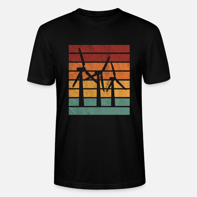 Éolien éolien Éolienne Centrale électrique - T-shirt bio CRAFTER Stanley Stella Unisexe - noir