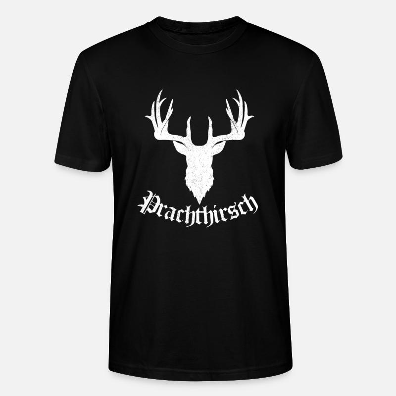 Trachtenhemd Prachthirsch Trachthemd Geweih Idee - Stanley/Stella Unisex Bio-T-Shirt CRAFTER - Schwarz