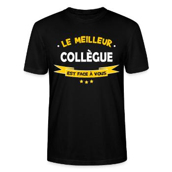 Collègue de travail cadeau humour de bureau - T-shirt bio CRAFTER Stanley Stella Unisexe - noir - Devant - Alina (178cm) & Michal (187cm)