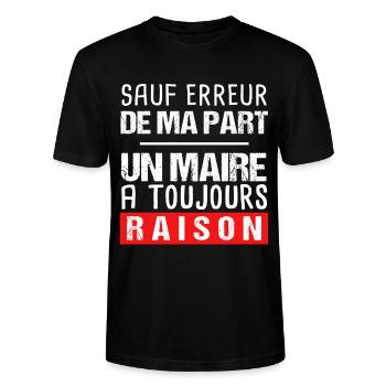 Maire cadeau drôle phrase drôle mairie - T-shirt bio CRAFTER Stanley Stella Unisexe - noir - Devant - Alina (178cm) & Michal (187cm)