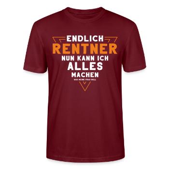 Endlich Rentner Nun Kann Ich Alles Machen - Stanley/Stella Unisex Bio-T-Shirt CRAFTER - Burgunderrot - Vorne - Alina (178cm) & Michal (187cm)