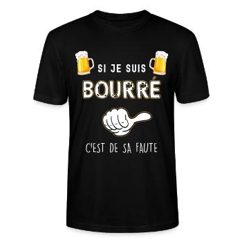 Biere, Si je suis bourré biere humour papa, oncle - T-shirt bio CRAFTER Stanley Stella Unisexe - noir - Devant - Alina (178cm) & Michal (187cm)