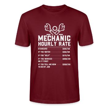 Tarif horaire de mécanicien - T-shirt bio CRAFTER Stanley Stella Unisexe - bordeaux - Devant - Alina (178cm) & Michal (187cm)
