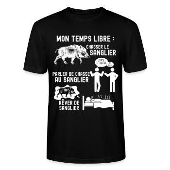 Sanglier, chasse chasseur et passion - T-shirt bio CRAFTER Stanley Stella Unisexe - noir - Devant - Alina (178cm) & Michal (187cm)