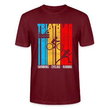 Triathlon, Triathlon, Triathlon Humor - Stanley/Stella Unisex Bio-T-Shirt CRAFTER - Burgunderrot - Vorne - Alina (178cm) & Michal (187cm)
