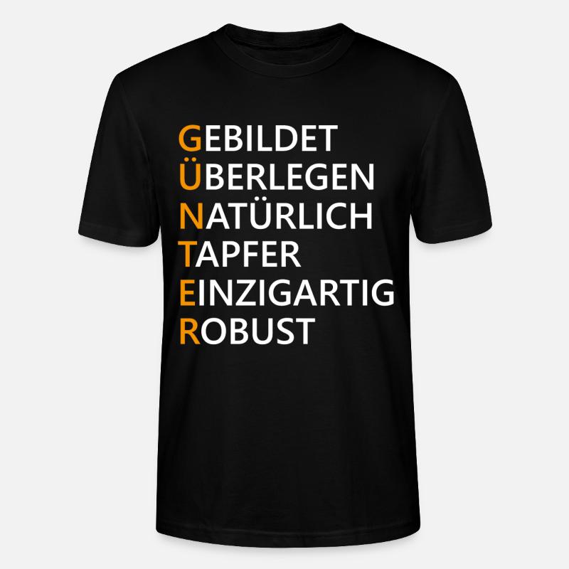 Günter Name Geschenk - Stanley/Stella Unisex Bio-T-Shirt CRAFTER - Schwarz