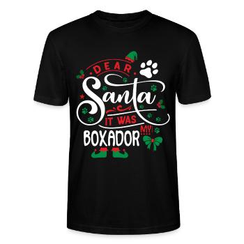 Weihnachten Weihnachtsmann Hund Boxador - Stanley/Stella Unisex Bio-T-Shirt CRAFTER - Schwarz - Vorne - Alina (178cm) & Michal (187cm)