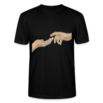 Touching Fingers - T-shirt bio CRAFTER Stanley Stella Unisexe - noir - Devant - Alina (178cm) & Michal (187cm)