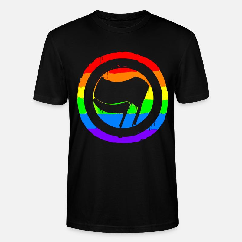 Regenbogen Bunt Protest Antifa Links - Stanley/Stella Unisex Bio-T-Shirt CRAFTER - Schwarz