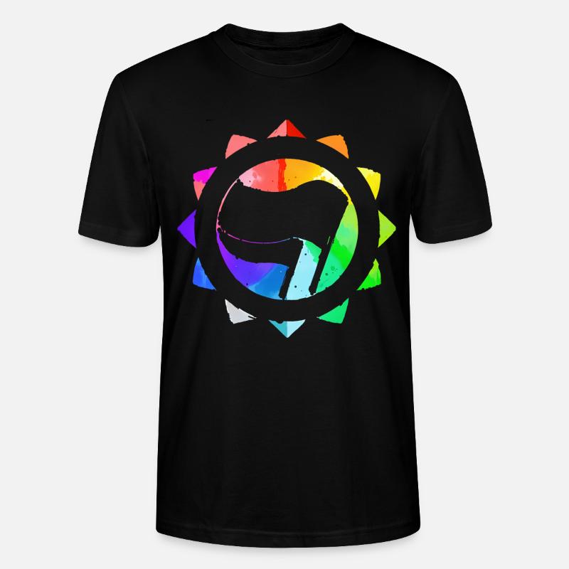 REGENBOGEN BUNT ANTIFASCHISTISCH - Stanley/Stella Unisex Bio-T-Shirt CRAFTER - Schwarz