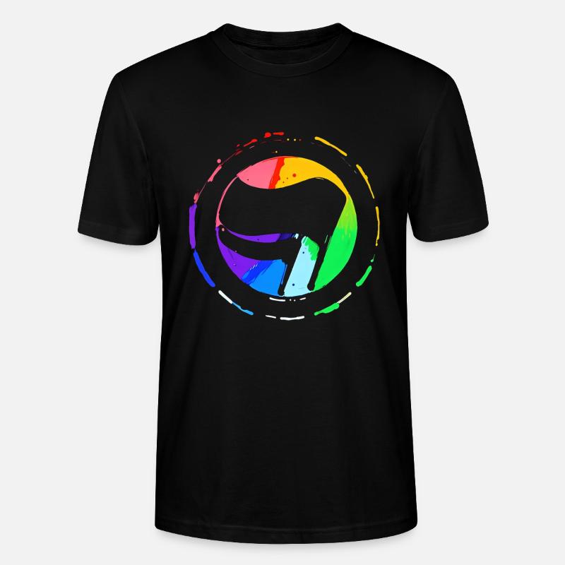 Drapeau antifa arc-en-ciel - T-shirt bio CRAFTER Stanley Stella Unisexe - noir