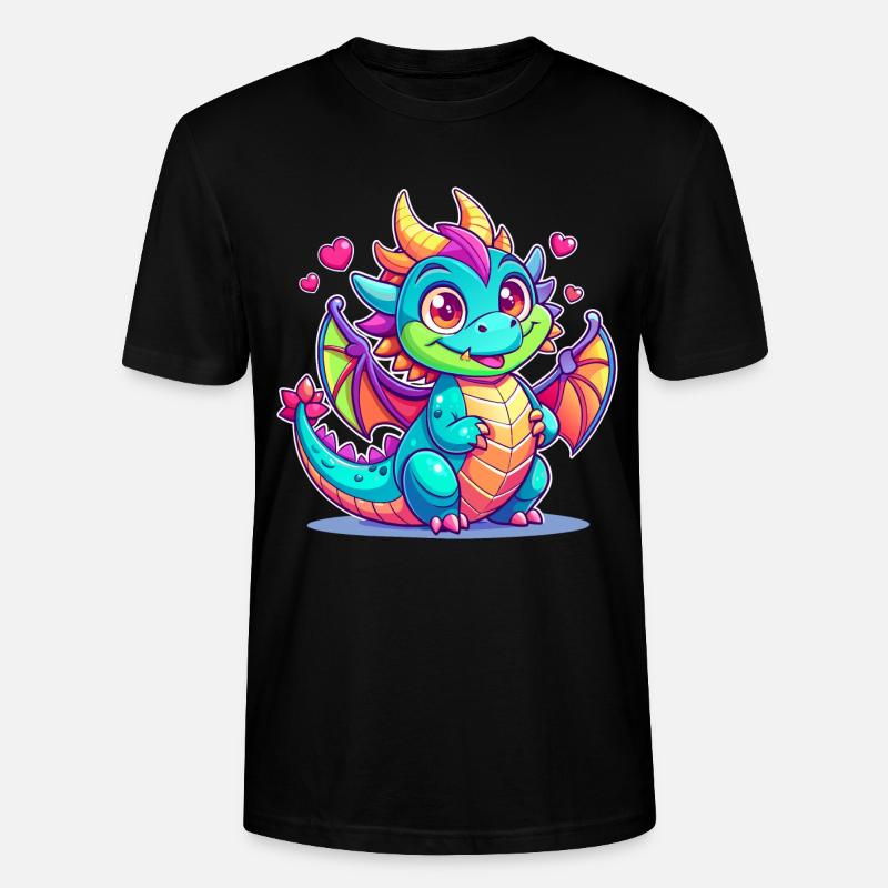 Farbenfroher Drache - Stanley/Stella Unisex Bio-T-Shirt CRAFTER - Schwarz