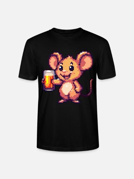 Mouse Pixel Beer - Stanley/Stella CRAFTER Unisex Organic T-Shirt - black