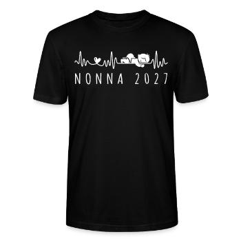 Nonna 2027 Battito Cardiaco Annuncio Gravidanza - Stanley/Stella Unisex Bio-T-Shirt CRAFTER - Schwarz - Vorne - Alina (178cm) & Michal (187cm)