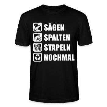 Holz Machen Holzfäller - Stanley/Stella Unisex Bio-T-Shirt CRAFTER - Schwarz - Vorne - Alina (178cm) & Michal (187cm)