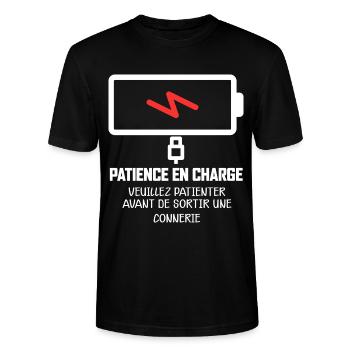Patience en charge humour téléchargement patience - T-shirt bio CRAFTER Stanley Stella Unisexe - noir - Devant - Alina (178cm) & Michal (187cm)
