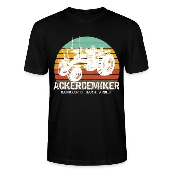 Bauer Geschenk Traktor Bachelor of harte Arbeit - Stanley/Stella Unisex Bio-T-Shirt CRAFTER - Schwarz - Vorne - Alina (178cm) & Michal (187cm)