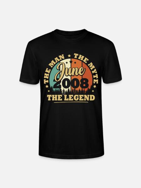 Juni 2008, 15 år Fødselsdag drenge og piger - Stanley Stella CRAFTER unisex økologisk-T-shirt - sort