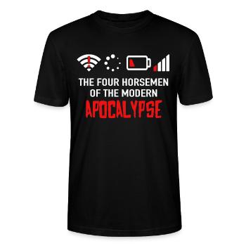 The Four Horsemen Of The Modern Apocalypse - Geek - Stanley/Stella Unisex Bio-T-Shirt CRAFTER - Schwarz - Vorne - Alina (178cm) & Michal (187cm)