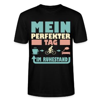 Rente Rentner Ruhestand Fahrrad fahren Spruch - Stanley/Stella Unisex Bio-T-Shirt CRAFTER - Schwarz - Vorne - Alina (178cm) & Michal (187cm)