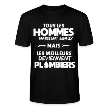 Plombier cadeau drôle plomberie - T-shirt bio CRAFTER Stanley Stella Unisexe - noir - Devant - Alina (178cm) & Michal (187cm)