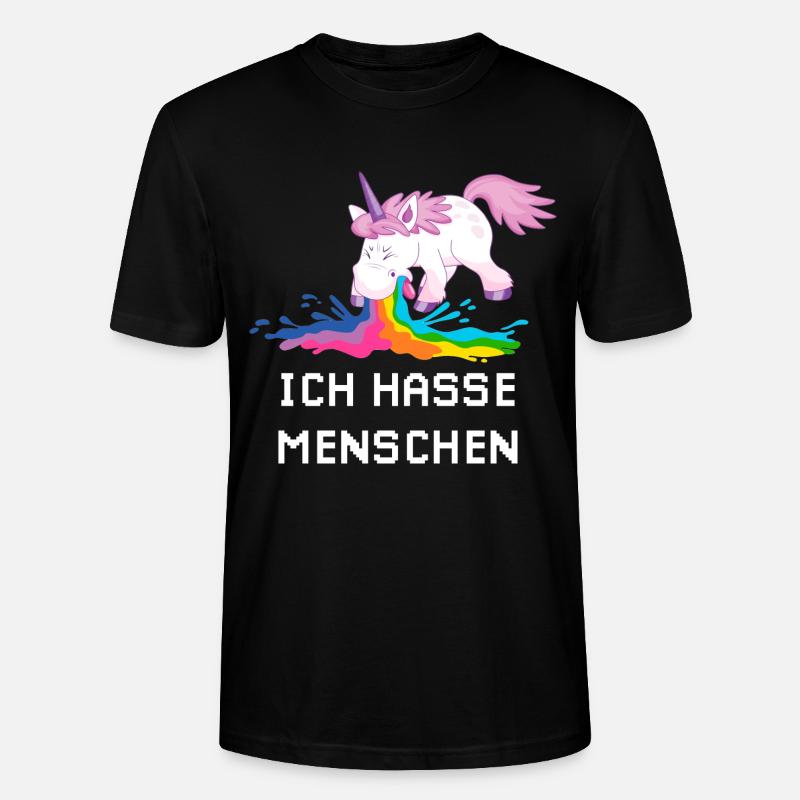 Ich hasse Menschen Einhorn - Stanley/Stella Unisex Bio-T-Shirt CRAFTER - Schwarz