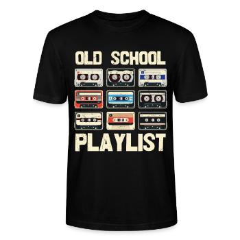 Retro Vintage 80s T-Shirt Funny - Stanley/Stella CRAFTER Unisex Organic T-Shirt - black - Front - Alina (178cm) & Michal (187cm)