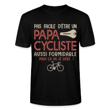 papa cycliste formidable vélo velo - T-shirt bio CRAFTER Stanley Stella Unisexe - noir - Devant - Alina (178cm) & Michal (187cm)