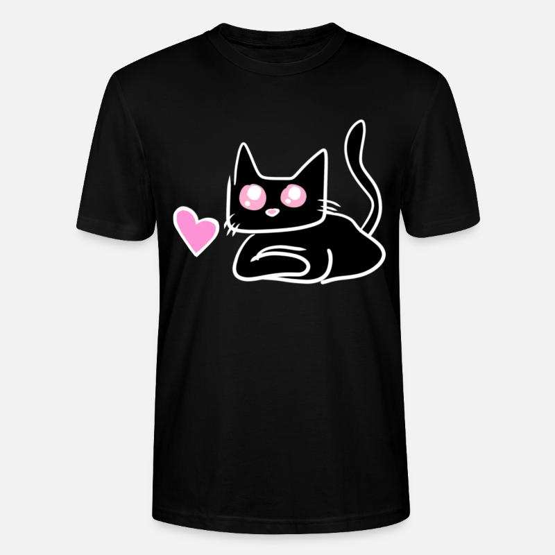 Katze Herz Symbol Süß - Stanley/Stella Unisex Bio-T-Shirt CRAFTER - Schwarz