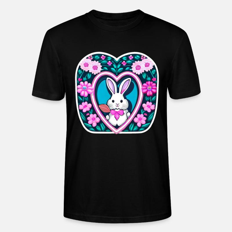 Fleurs avec lapin de Pâques - T-shirt bio CRAFTER Stanley Stella Unisexe - noir