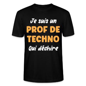 Prof de techno - T-shirt bio CRAFTER Stanley Stella Unisexe - noir - Devant - Alina (178cm) & Michal (187cm)