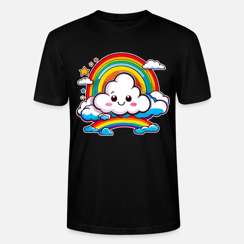 Nuage mignon avec arc-en-ciel - T-shirt bio CRAFTER Stanley Stella Unisexe - noir