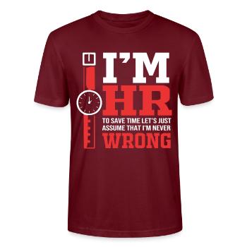 HR Manager - Stanley/Stella Unisex Bio-T-Shirt CRAFTER - Burgunderrot - Vorne - Alina (178cm) & Michal (187cm)