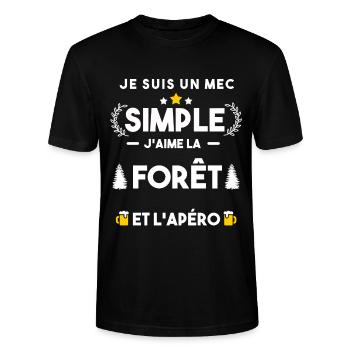 forêt et apéro humour cadeau - T-shirt bio CRAFTER Stanley Stella Unisexe - noir - Devant - Alina (178cm) & Michal (187cm)