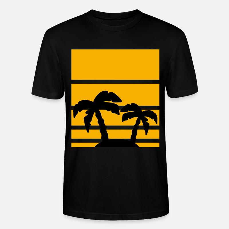 Palm Vacation Beach Pattern - Stanley/Stella CRAFTER Unisex Organic T-Shirt - black