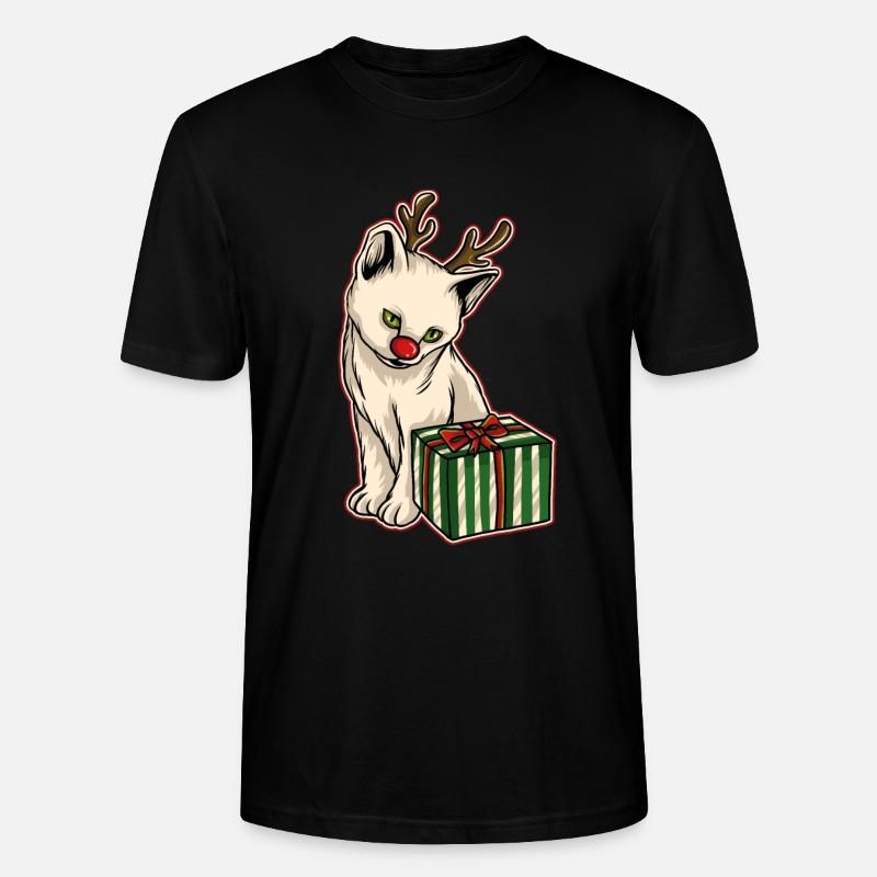 Pull de Noël moche Chat - T-shirt bio CRAFTER Stanley Stella Unisexe - noir