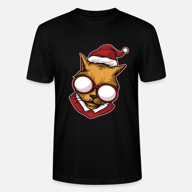 Pull de Noël moche Chat - T-shirt bio CRAFTER Stanley Stella Unisexe - noir