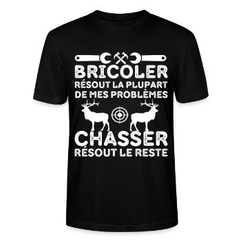 Bricoler et chasser humour bricoleur chasseur. - T-shirt bio CRAFTER Stanley Stella Unisexe - noir - Devant - Alina (178cm) & Michal (187cm)