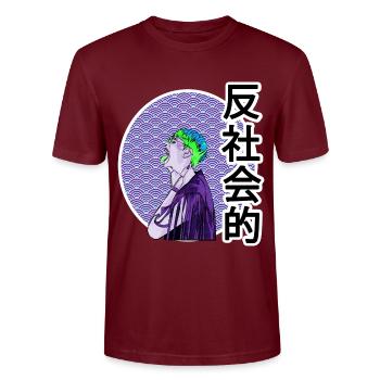 ASOZIAL - Stanley/Stella Unisex Bio-T-Shirt CRAFTER - Burgunderrot - Vorne - Alina (178cm) & Michal (187cm)