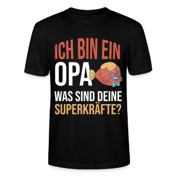 Ich bin ein Opa. Was sind deine Superkräfte? - Stanley/Stella Unisex Bio-T-Shirt CRAFTER - Schwarz - Vorne - Alina (178cm) & Michal (187cm)