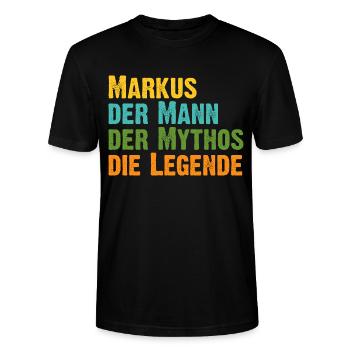 Markus der Mythos die Legende Vorname Markus - Stanley/Stella Unisex Bio-T-Shirt CRAFTER - Schwarz - Vorne - Alina (178cm) & Michal (187cm)