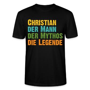 Christian der Mythos die Legende Vorname Christian - Stanley/Stella Unisex Bio-T-Shirt CRAFTER - Schwarz - Vorne - Alina (178cm) & Michal (187cm)