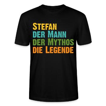 Stefan der Mythos die Legende Vorname Stefan - Stanley/Stella Unisex Bio-T-Shirt CRAFTER - Schwarz - Vorne - Alina (178cm) & Michal (187cm)