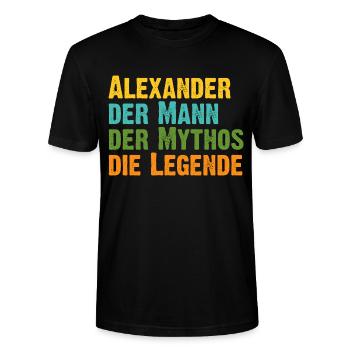 Alexander der Mythos die Legende Vorname Alexander - Stanley/Stella Unisex Bio-T-Shirt CRAFTER - Schwarz - Vorne - Alina (178cm) & Michal (187cm)