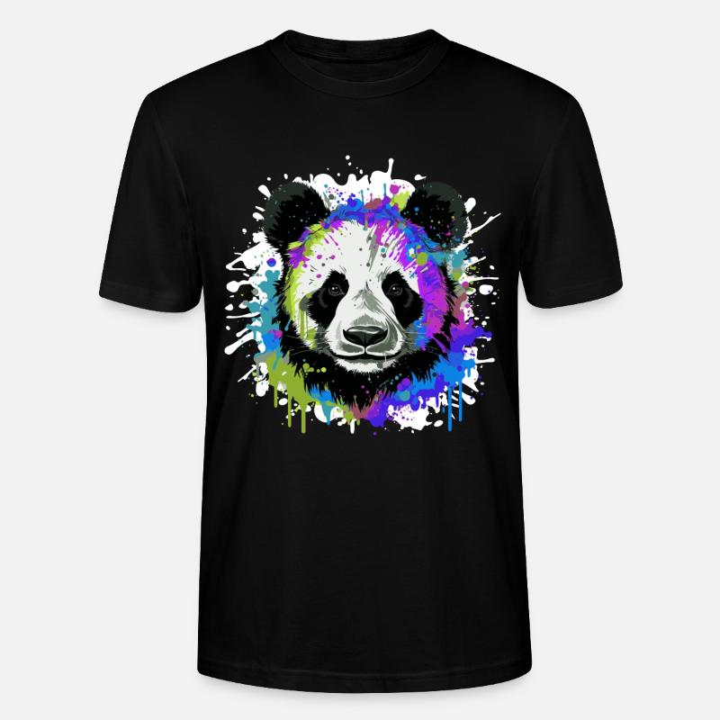 Panda Kopf Porträt Bunt - Stanley/Stella Unisex Bio-T-Shirt CRAFTER - Schwarz