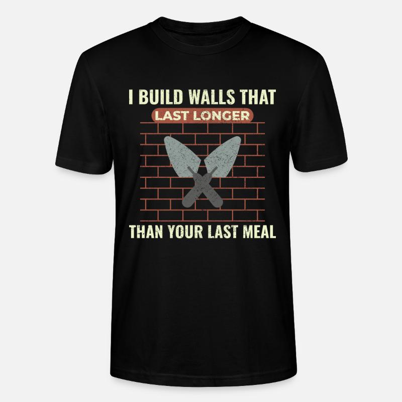 Bricklayer Masonry Construction Job Wall Builder - Stanley/Stella CRAFTER Unisex Organic T-Shirt - black