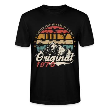Juli 1975 | Ursprünglicher Geburtstag Juli 1975 - Stanley/Stella Unisex Bio-T-Shirt CRAFTER - Schwarz - Vorne - Alina (178cm) & Michal (187cm)