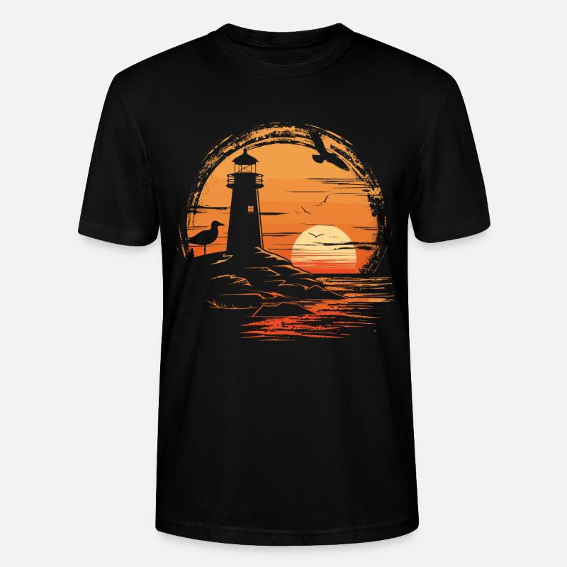 Möwe Seevogel Leuchtturm Sunset - Stanley/Stella Unisex Bio-T-Shirt CRAFTER - Schwarz